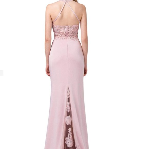 DANCING QUEEN - 2499 APPLIQUED ILLUSION BACK PANELED LONG GOW - Picture 2 of 2